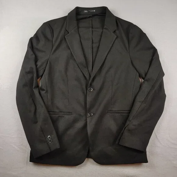 Zara Black Comfort Jacket Blazer Womens Large - Picture 1 of 11